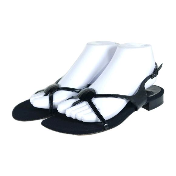 STUART WEITZMAN Women's US 8M Black Patent Leather Embellished Strappy Sandals - Picture 1 of 15